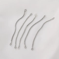 Five pieces of silver snake chain connectors with loop ends for DIY jewelry making - 10pcs Double Loop Chain, White Gold Color (65mm x 1mm)