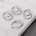 Silver non-pierced double-layer ear bone clips with glossy metallic finish - Double Layer Hoop Style / 10# Double-layer Ear Cuff White Gold Tone