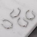 Silver U-shaped ear cuffs with small hanging loops for DIY jewelry making, 4-piece set - 8# Open Ear Clip with Loop White Gold Tone