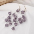 Violet lily of the valley glass beads with matching pearl drop earrings on white fabric - 1 Piece / Purple