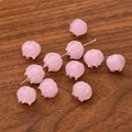 Pink glass bell orchid beads for DIY jewelry making on dark wood background - 1 Piece / Pink Jade