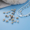 Natural sea shell beads and beaded necklace with shells for DIY ocean style jewelry - Small Spotted Conch (18#) / 50 Pieces / Brown and White