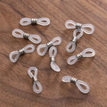 Detail shot of non-slip silicone eyeglass chain connectors with silver metal coils - White K Ring White Silicone (12#)