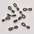 Set of 10 adjustable 18k gold-plated metal and black rubber connectors for eyewear chains - Gold Ring Black Silicone (13#)