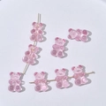Rosa halbtransparente Gummibär-Resinperlen mit Löchern für DIY-Schmuckherstellung - Horizontale Bohrung / 10er Pack / Rosa