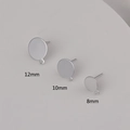 Flat base ear stud posts with hanging loops in 8mm, 10mm, and 12mm sizes for DIY jewelry - With Hanging Loop / 8mm / White Gold