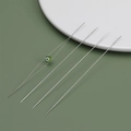 Set of four stainless steel big eye beading needles with a green flower bead accessory - 102mm Opening Needle (1 Pc)