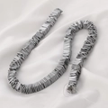 Strand of square silver hematite spacer beads on white silk for jewelry making - 8x8mm (Approx. 350 Pieces) / White Gold
