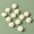 Detailed view of 12 cream white resin rose flower cabochons for DIY jewelry making - 10 Pieces/Pack (19mm) / 3# Off-White