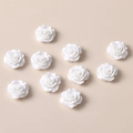 Detail of ten white resin rose flower charms for DIY jewelry making and hair accessories - 10 Pieces/Pack (19mm) / 2# Pure White