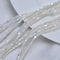 Perlschnüre aus 4mm weißen Perlmutt-Würfelperlen mit natürlichem schillerndem Glanz - 15# Weiße Muschel-Rohrperlen