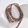 Oval purple crystal glass beads with gold trim and faceted surface for DIY jewelry - 50 Pieces Set / Purple