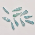 Detailed view of ten light blue iridescent agate crystal columns for DIY jewelry - 4# Blue