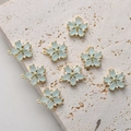 Detail view of flower charms with blue petals and crystals for jewelry making - Blue Flower (14#)
