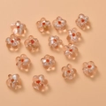 Detailed view of handmade orange glass flower beads with silver foil for DIY jewelry making - Large Floral / Pink Large Flower
