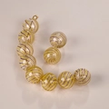 Handmade clear glass beads with yellow and brown spiral stripes and gold metal loop hook - Yellow Brown Spiral Texture (10# Yellow Coffee)
