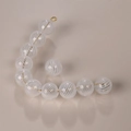 Hollow glass bubble bead with white stripes and gold bail for DIY jewelry making - Minimalist White Horizontal (11# White)