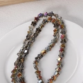 Charming 8mm colorful metallic star beads in a ceramic tray for DIY jewelry making - Approx. 80 Beads per String / Star Half Black Purple