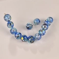 Sky blue lampwork glass bead charm with colorful swirls and gold loop for DIY jewelry - Sky Blue Translucent Colorful (17# Dark Blue White)