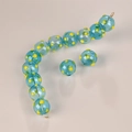 Blue translucent glass beads with yellow dots for DIY jewelry making and crafting - Light Blue Base Yellow Dot (18# Blue Base Yellow)