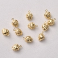 Detailed view of 14K gold plated strawberry pendants with pink crystals for DIY jewelry - Raspberry Pendant / Gold