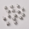 Silver strawberry fruit charms with pink stones for DIY jewelry making and crafts - Raspberry Pendant / Silver