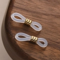 Pair of 18k gold-plated metal and translucent silicone connectors for eyeglass chains - Gold Ring White Silicone (11#)
