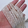 Strand of 4mm white shell cylindrical beads for DIY necklace with natural pearlescent sheen - 14# White Shell Round Beads / 100 Pieces (4-4.5mm) / White