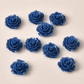 Set of 10 vintage deep blue resin rose flower charms for DIY jewelry and hair accessories - 10 Pieces/Pack (19mm) / 10# Dark Blue
