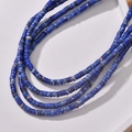 Macro detail of natural blue stone cylinder beads for vintage jewelry making - Royal Blue Marble Style (12#)