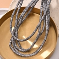 Close-up of multilayer cylinder stone beads with grey marble texture for jewelry DIY - Grey Agate Style (25#)