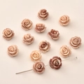 Detailed view of 12mm rose flower beads with holes for DIY jewelry making - Coffee White Two-Tone