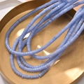 Flat round blue stone spacer beads with white marble texture on a gold tray - Purple Agate Style (28#)