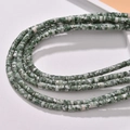 Macro shot of green and white natural stone cylinder beads for DIY jewelry making - Green Spot Stone Style (29#)