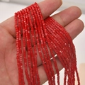 Close-up of 2mm red cube crystal glass beads for DIY bracelet and jewelry making - Porcelain Red