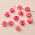12mm pink anemone rose resin flower beads for DIY jewelry making necklaces and earrings - Rose Red Two-Tone
