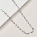 Polished silver coffee bean link chain necklace with minimalist oval link design - 2# Silver Mariner Link