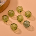 Faceted transparent grass green glass hollow beads for DIY jewelry making - 1 Piece / Green