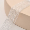 Detailed view of 2mm square crystal glass beads with high transparency for DIY jewelry - Clear White