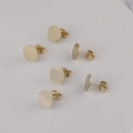 Polished golden flat base stud earrings DIY craft components with butterfly backings - Without Loop / 15mm / 14K Gold
