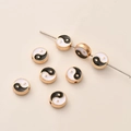 Golden Yin Yang alloy beads for DIY jewelry making featuring black and white enamel detail - Large / Gold