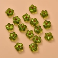 Translucent emerald green glass flower beads with red centers for DIY jewelry making - Large Floral / Olive Green Large Flower