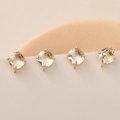 Close-up of four 14k gold-plated square faceted crystal charms for DIY jewelry making - Square Earring Post (26#) / White