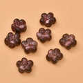 Deep purple handmade glass flower beads for DIY jewelry making with orange center detail - Large Floral / Purplish Red Large Flower