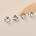 Set of four 14k gold-plated octagonal light blue crystal pendants for DIY jewelry making - Square Earring Post (25#) / Light Blue