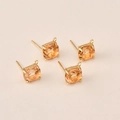 Detailed macro of 14k gold-plated square champagne rhinestone charms with small loops - Square Earring Post (24#) / Light Orange