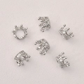 Close-up of six crown-shaped zircon charms for DIY jewelry making in polished silver finish - 30# White K Crown / Silver