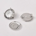 Base per spilla argentata 24mm con disco traforato per creazione gioielli DIY - Argento
