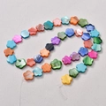 Colorful mother of pearl flower beads arranged in S-curve for DIY jewelry making - Large Size / Flower Style