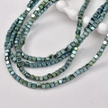 Strands of 3mm iridescent metallic square hematite beads for DIY jewelry making - Blue Green Cube